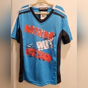 Boy sz7 Activewear Set Shirt Shorts Blue Black Soccer Football Blokecore Ladcore
